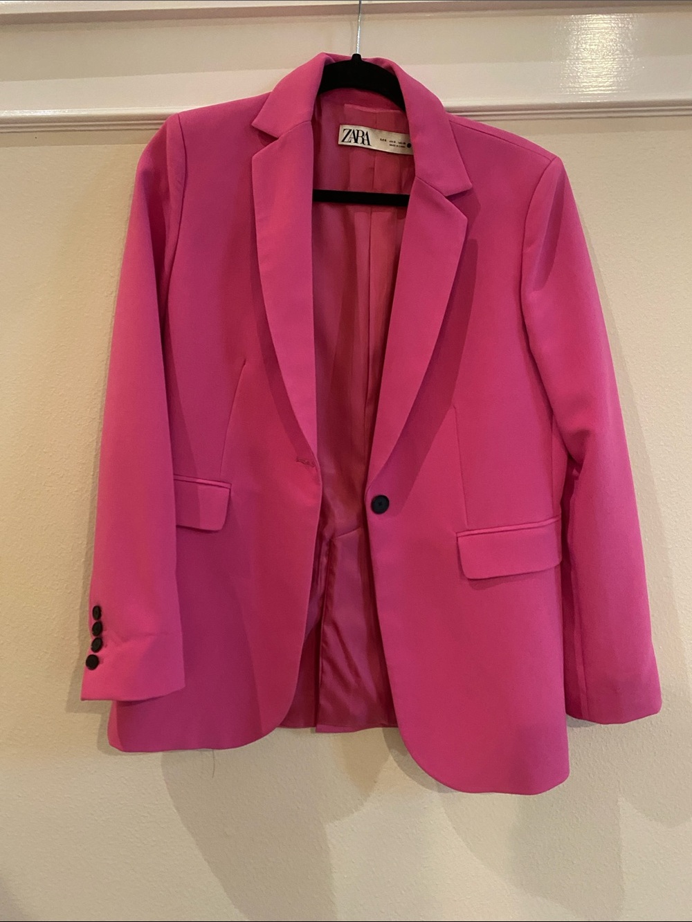 Zara Vibrant Pink Single-Button Blazer